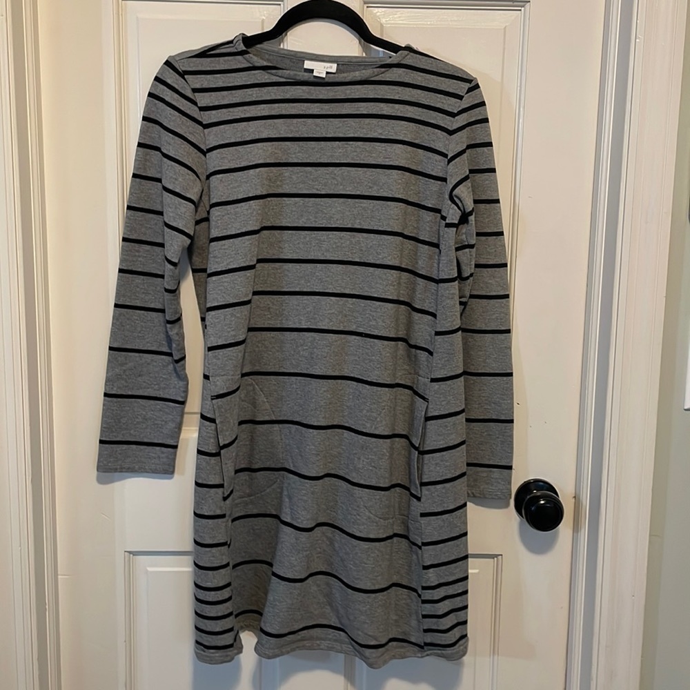 J. Jill | Striped Gray Black Tunic Dress size small‎